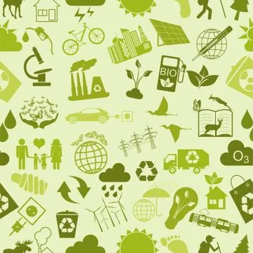 Environment, ecology seamless, pattern. Environmental background Stock Illustration