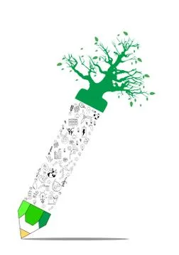 Environment education concept pencil 스톡 일러스트