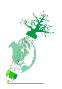 Environment education concept pencil Illustrazione stock