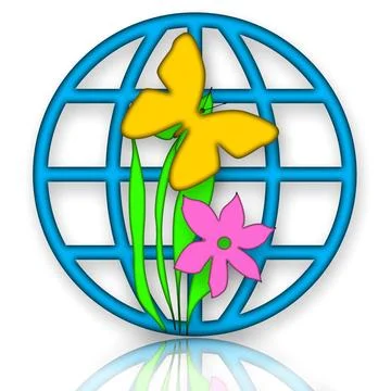 Environment Environmental icon with green grass and blue globe over white ... Stock Photos