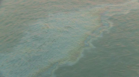 The environment, fuel slick on the ocean, pollution Stock Footage