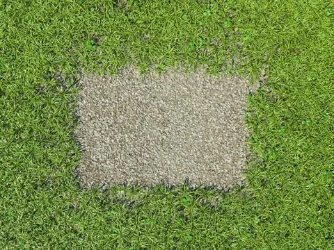 Environment: green grass frame and gravel patch Stock Photos