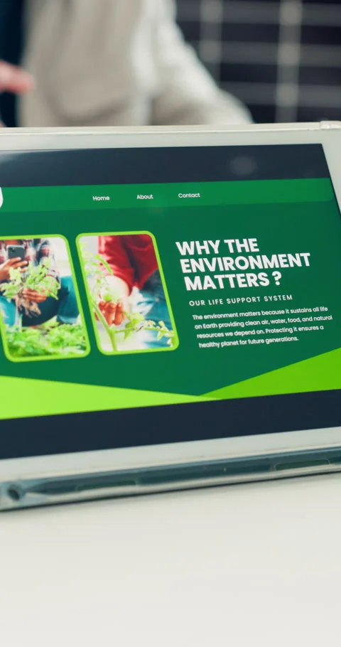 Environment, guide or people in office with tablet screen, energy security or 库存影片 320239832