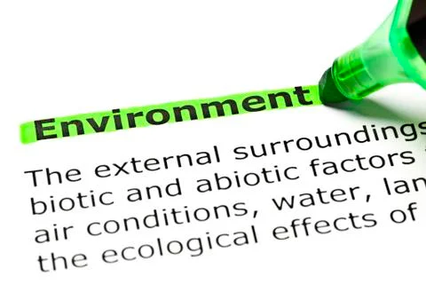 'environment' highlighted in green Stock Photos
