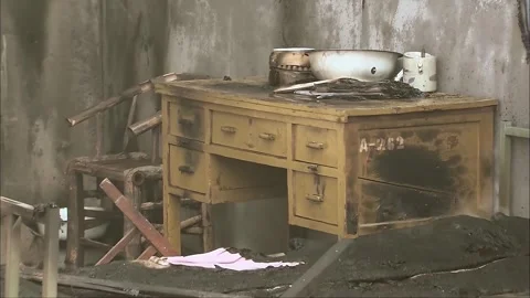 The environment of a house after experiencing a fire Stock Footage 276451237