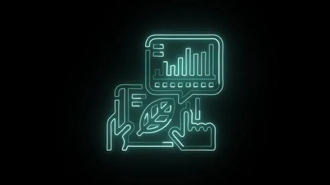 Environment Icon Isolated on Black Background, Earth Care Neon Line Animati.. Video stock 324634714
