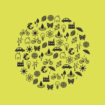 Environment icons in circle Stock Illustration