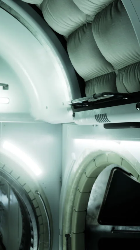 Environment inside a space station with technological equipment and lights Stock Footage 337972764