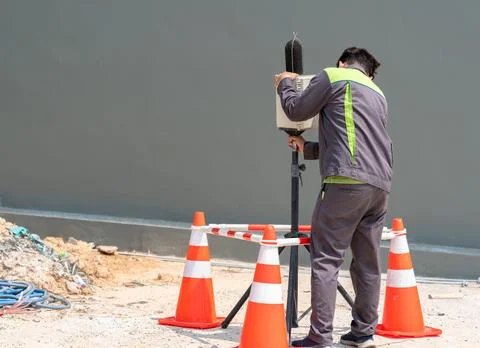 Environment install sound level meter measuring the noise in factory. Foto stock