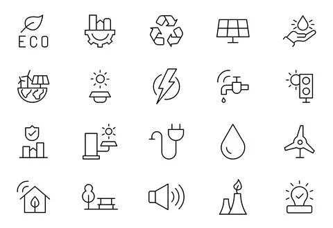 Environment line icon set. Containing recycling, plant, nature, eco, earth,.. Stock Illustration