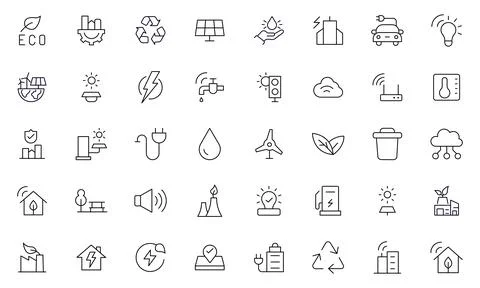 Environment line icon set. Containing recycling, plant, nature, eco, earth,.. Stock Illustration