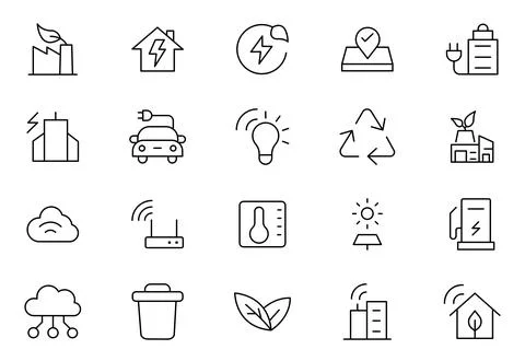Environment line icon set. Containing recycling, plant, nature, eco, earth,.. Stock Illustration
