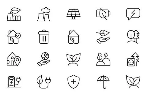 Environment line Icon Set. A vibrant collection of icons promoting sustaina.. Stock Illustration
