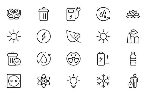 Environment line Icon Set. A vibrant collection of icons promoting sustaina.. Stock Illustration