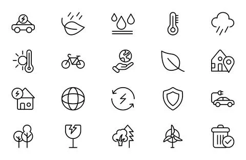 Environment line Icon Set. A vibrant collection of icons promoting sustaina.. Stock Illustration