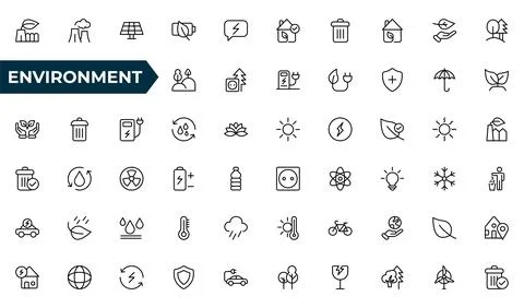 Environment line Icon Set. A vibrant collection of icons promoting sustaina.. Stock Illustration