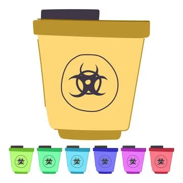 Environment medical waste bin vector cartoon graphic Illustrazione stock