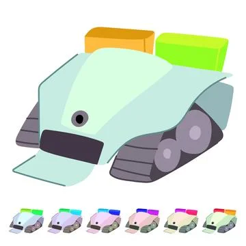 Environment mini robot sorting trash vector cartoon graphic Stock Illustration