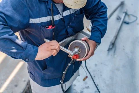 Environment office assembly tools for sampling air in stack . Stock Photos