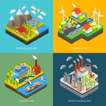 Environment Pollution and Protection Illustrazione stock