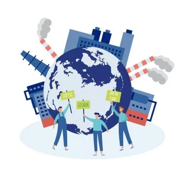 Environment pollution banner with globe flat vector illustration isolated. Ilustración de archivo