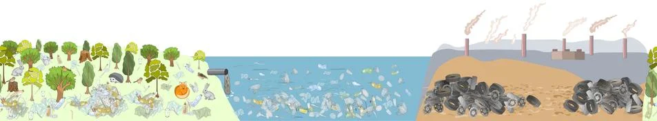 Environment pollution endless pattern Stock Illustration