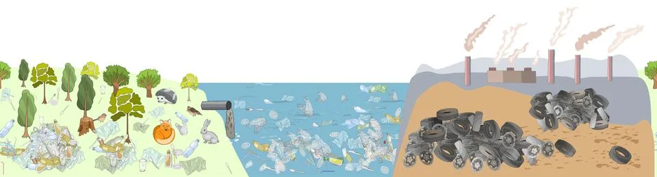 Environment pollution endless pattern Stock Illustration