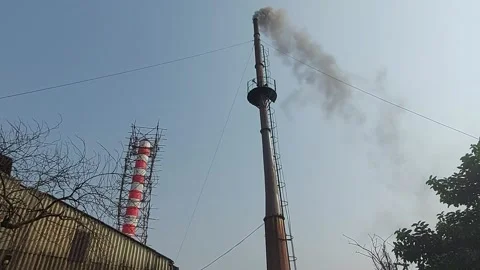 Environment pollution by factory  chimney Stock Footage 221908682