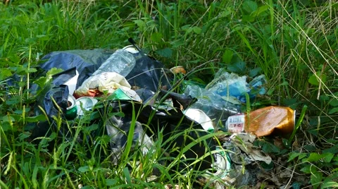 Environment pollution, illegal dumping - pan right Stock Footage 62414880