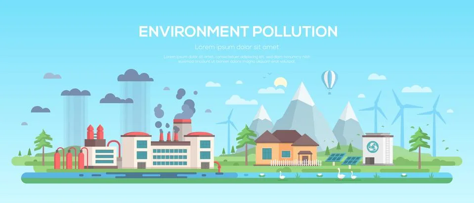 Environment pollution - modern flat design style vector illustration Stock Illustration