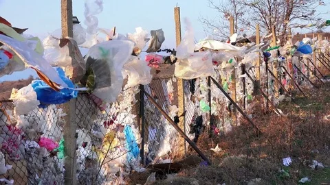 Environment pollution by plastic bags 스톡 동영상 75642182