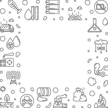 Environment Pollution vector concept outline square minimal frame Ilustración de archivo