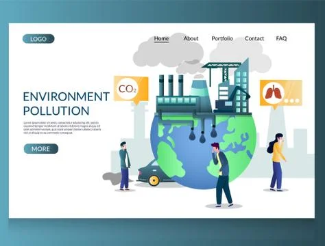 Environment pollution vector website landing page design template Stock Illustration