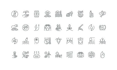 Environment problem and eco friendly solution for ecology protection line icon Stock Illustration