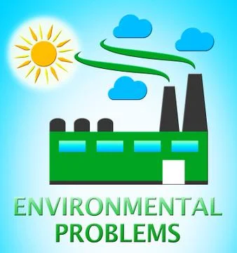 Environment Problems Factory Shows Nature 3d Illustration Illustrazione stock