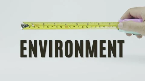 Environment text or word and tape measure on a white background symbolizing Stock Footage 302060756