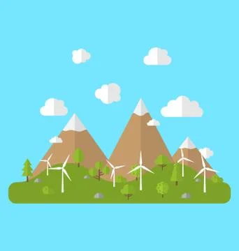 Environment with Wind Generators Stock Illustration