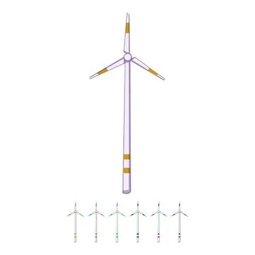 Environment wind turbine cartoon vector graphic Illustration