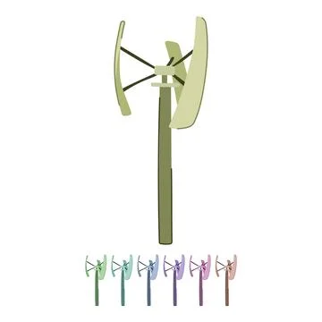 Environment wind turbine home use vector cartoon graphic Stock Illustration
