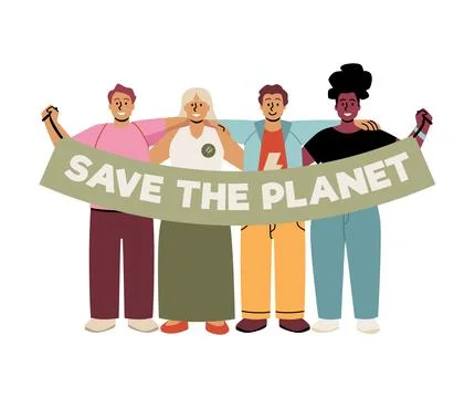 Environmental activism human chain vector illustration イラスト素材