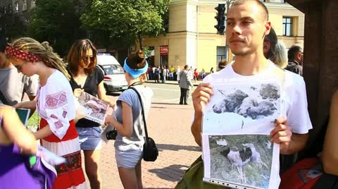 Environmental activists, EURO 2012 Stock Footage 11150130