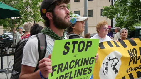 Environmental Activists Protest FERC and Fracking 4K Stock Footage
