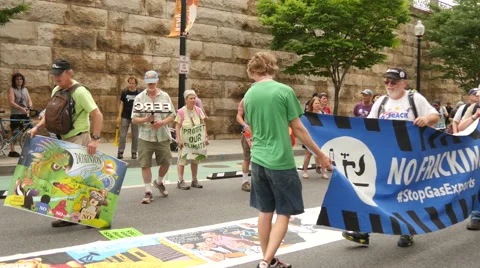 Environmental Activists Protest FERC and Fracking 4K Stock Footage 51438363