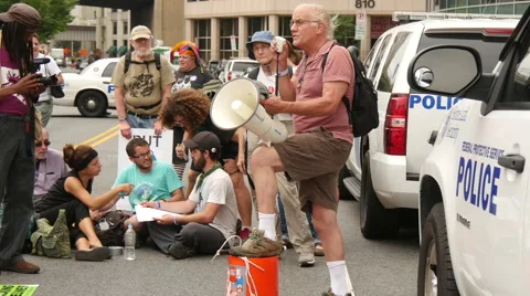 Environmental Activists Protest FERC and Fracking 4K Stock Footage 51438953