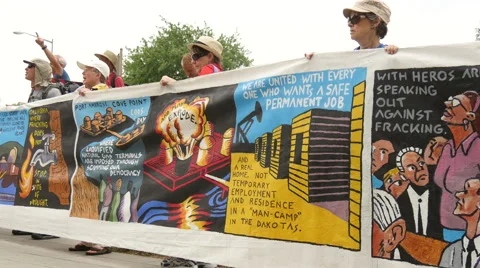 Environmental Activists Protest Fracking at NPR Office 4K Stock Footage 51438759