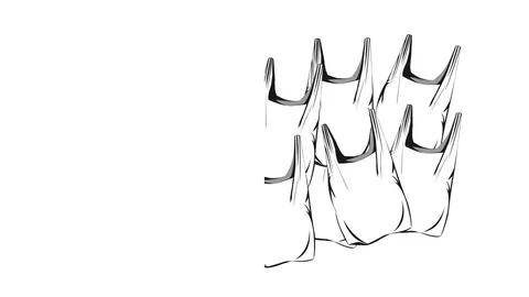 Environmental animation - replacing plastic bags with re-usable wicker bag. Stock Footage 81163117