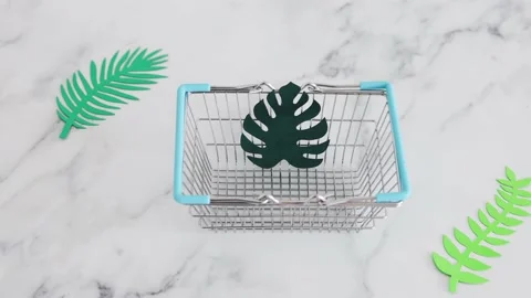 Environmental awareness and consumer behaviour concept, metaphor of shopping  Stock Footage 163023274