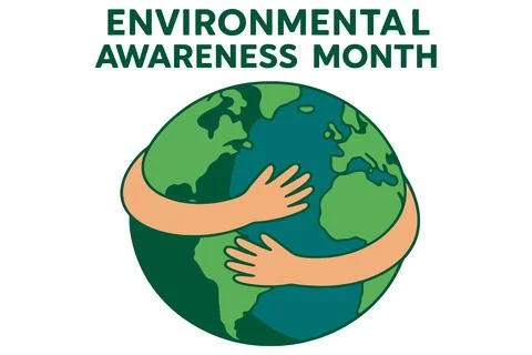 Environmental awareness month hands hugging earth globe Stockillustratie