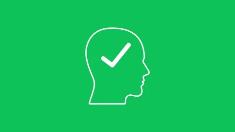 Environmental awareness thinking animation with human head and check symbol Stock Footage 330524924