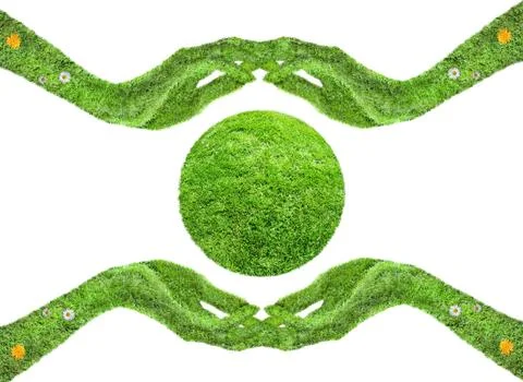 Environmental care, the hands of the grass Stock Illustration